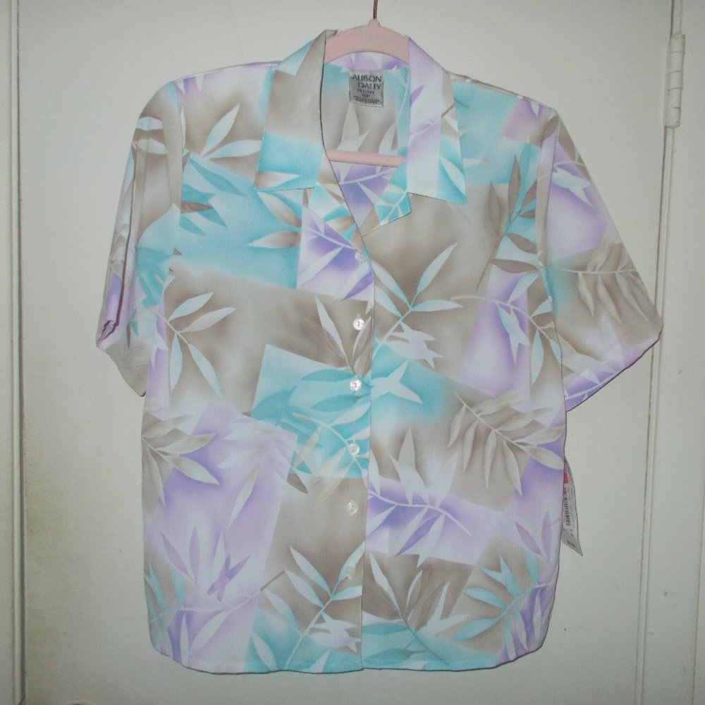 Allison Daley Button Up Blouse Multi Color Size 10 Petite